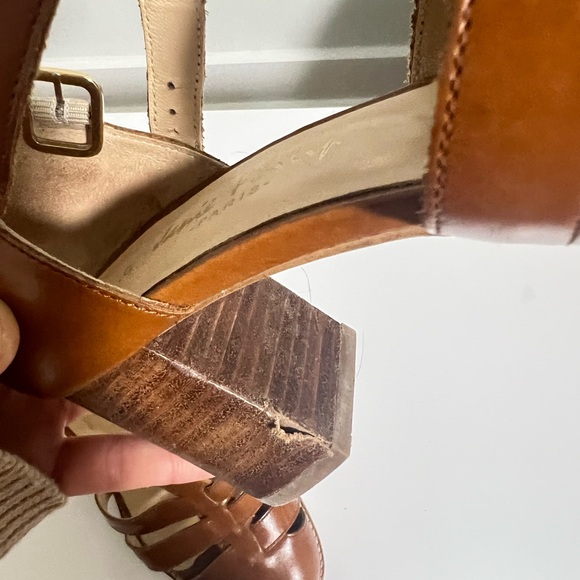 Leather Parisian Elegant Brown Sandals Heels - Picture 4 of 5